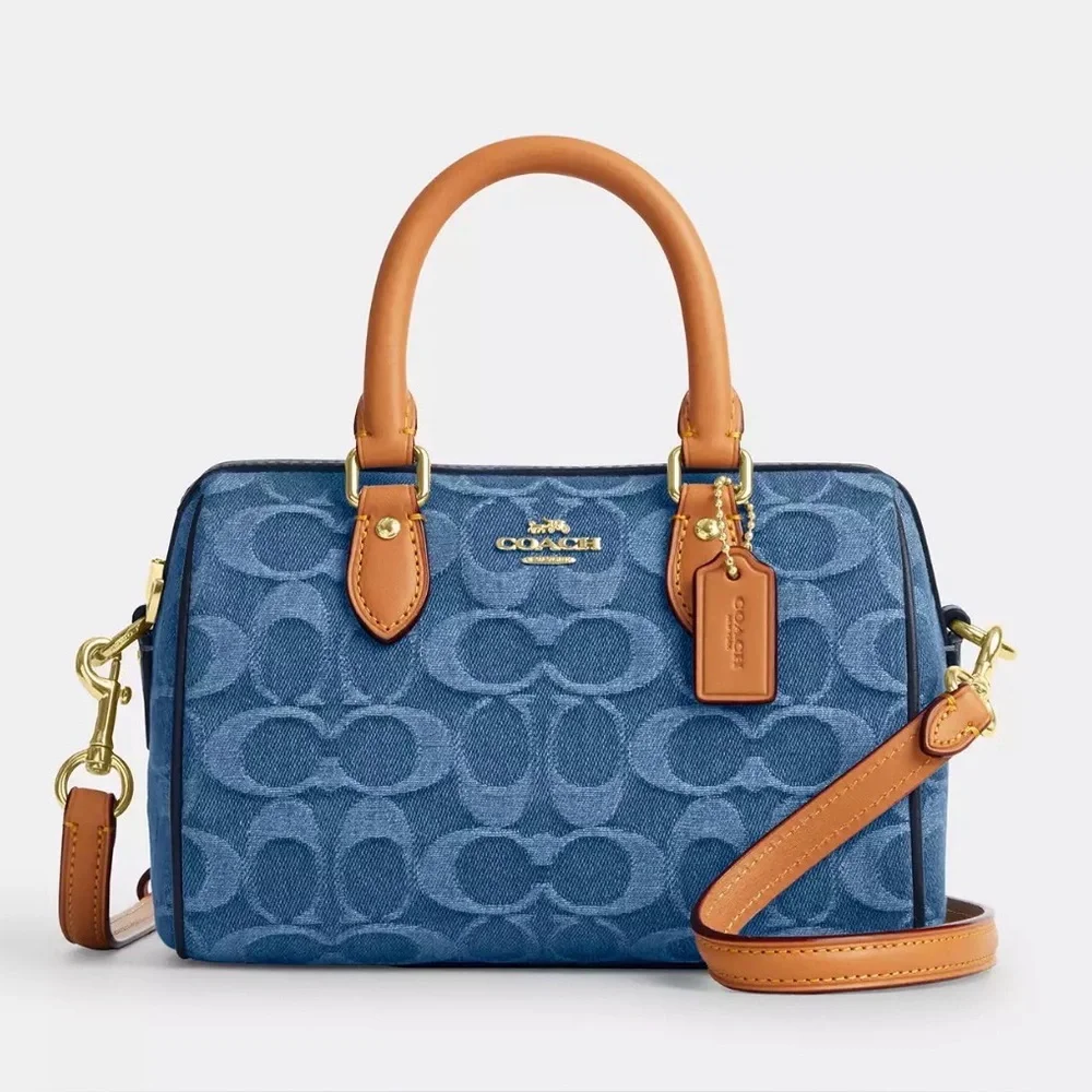 COACH Mini Rowan Crossbody Bag Signature Denim Logo Handbag CDQ36 NWT
